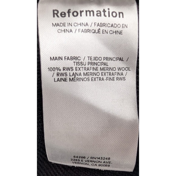 Reformation Romey Black Merino Ribbed Sweater Flare Sleeve Med Minimalist Luxury - Picture 6 of 10